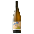 Fles Au Fond Ça Souffle 2024, witte natuurwijn van Bourboulenc door La Ferme du Pasteur, pastel etiket met bloemenillustratie